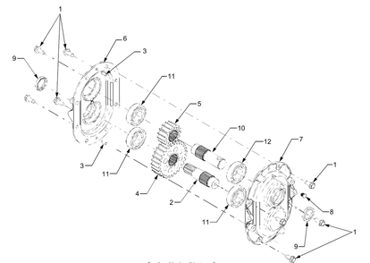 Drive Gearbox Diagram and Parts List for 619 590100 Cub Cadet Snow Blower
